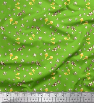 Зеленый японский креп-сатин Soimoi, гвоздика, пищевая ткань, принты по метрам, 42 дюйма 42 Inch Wide - Poly Crepe зелёный