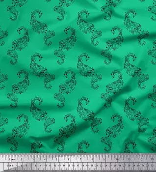Зеленый японский креп-сатин Soimoi, ткань для декора первоцвета и пейсли с принтом, 42 дюйма 42 Inch Wide - Poly Crepe зелёный