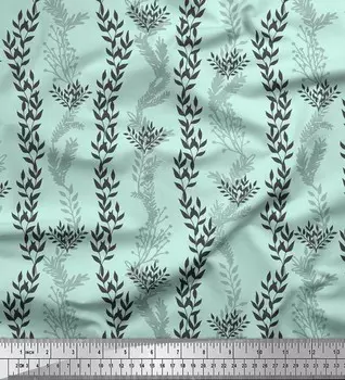 Зеленый японский креп-сатин Soimoi, ткань для рукоделия с трафаретом и принтом в виде листьев, 42 дюйма по метрам 42 Inch Wide - Cotton Voile зелёный