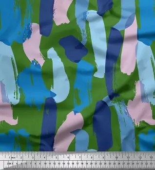 Зеленый японский креп-сатин Soimoi, ткань с абстрактным принтом, ткань на метр, 42 дюйма 42 Inch Wide - Poly Crepe зелёный