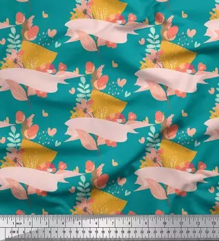 Зеленый японский креп-сатин Soimoi, ткань с художественным листом и цветочным декором, ткань с принтом, 42 дюйма 42 Inch Wide - Cotton Voile зелёный