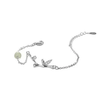 Зеленый яшмовый бамбуковый браслет, женский новый китайский стиль, легкий роскошный богатый бамбуковый браслет с бриллиантами Copper