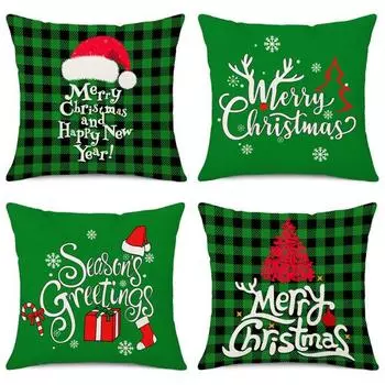 Зеленый Рождественский алфавит Рождественская елка с принтом наволочка для домашней диванной подушки D