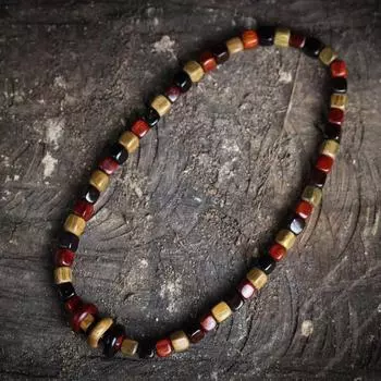 Зеленый сандал Черный сандал Кровавый сандал Санбао Квадратный браслет из бисера Будды Мужчины и женщины одного и того же браслета из бисера с несколькими сокровищами 6mm