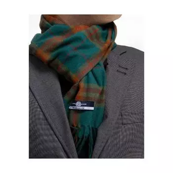 Зеленый шерстяной шарф в клетку унисекс