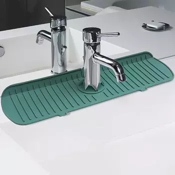 Зеленый силиконовый коврик для раковины, коврик для смесителя, брызгозащищенный коврик, дренажная подушка для раковины, столешница, коврик для сушки посуды для кухни, ванной комнаты L зелёный