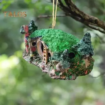 Зеленый смоляной домик для птиц с ремешком, легко устанавливается, водонепроницаемый, устойчивый к ультрафиолетовому излучению, садовый домик для колибри, подвесное украшение для улицы зелёный