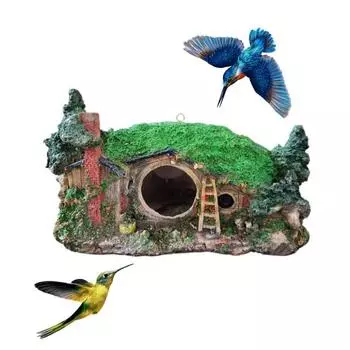 Зеленый смоляной домик для птиц с ремешком, легко устанавливается, водонепроницаемый, устойчивый к ультрафиолетовому излучению, садовый домик для колибри, подвесное украшение для улицы зелёный