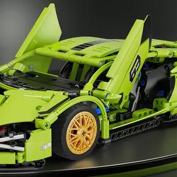 Зеленый спортивный автомобиль орфография сборка украшения модель мальчики дети строительные блоки игрушки подарки зелёный