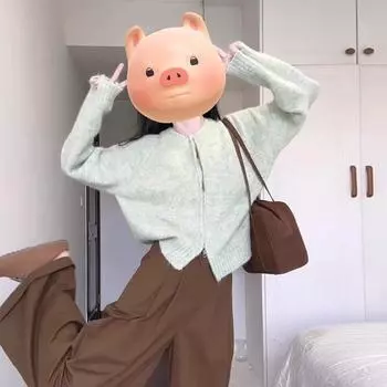 Зеленый свитер кардиган пальто женский трикотаж на осень и зиму 2025 новый поступление базовая рубашка праздничный стиль Mint turquoise L