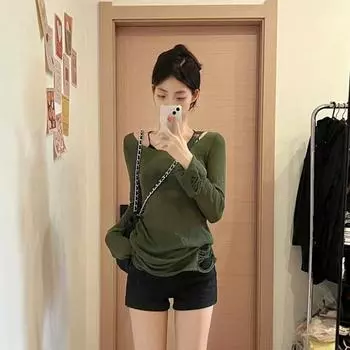Зеленый свитер в стиле Харадзюку, женский винтажный вязаный джемпер в стиле гранж, сексуальный тонкий тонкий пуловер, топы Kpop, корейская мода S зелёный