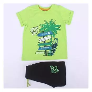 Зеленый, темно-синий комплект из 2 предметов с принтом «Летнее время» и шорт для мальчика