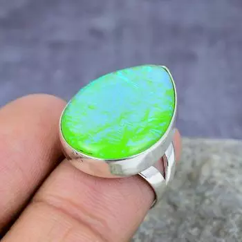Зеленый тройной опаловый драгоценный камень ручной работы 925 пробы Серебряное кольцо Ювелирный подарок для любви 4 зелёный