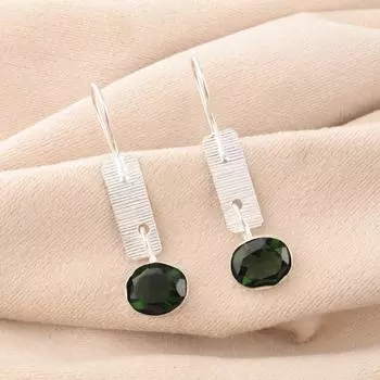 Зеленый Турмалин Драгоценный Камень 925 Проба Серебро Ювелирные Изделия Ручной Работы Серьги-Подвески 1,9 EE-168-16