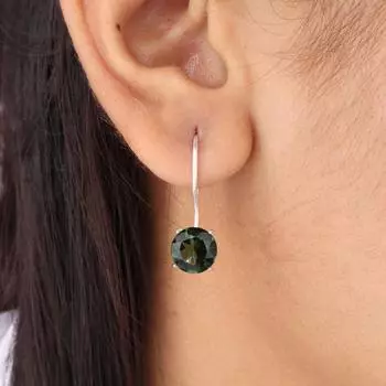 Зеленый Турмалин Драгоценный Камень 925 Стерлинговое Серебро Ювелирные Изделия Ручной Работы Серьги 0.92 EE-174-7