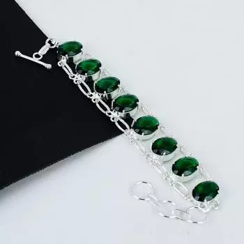 Зеленый турмалин драгоценный камень браслет ручной работы из стерлингового серебра 925 пробы, зеленый турмалин браслет для жены, браслет унисекс, подарки на вату 8 зелёный