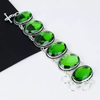 Зеленый турмалин драгоценный камень браслет ручной работы из стерлингового серебра 925 пробы, зеленый турмалин браслет для жены, браслет унисекс, подарки лучшим друзьям 8 зелёный
