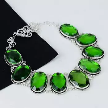 Зеленый турмалин драгоценный камень ручной работы из стерлингового серебра 925 пробы гальванопластика ожерелье, зеленый турмалин серебро для жены унисекс ожерелье подарки на день рождения 20 зелёный