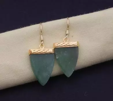 Зеленый веселый кварц 18-каратного золота с покрытием для женщин, серьги с драгоценными камнями для нее, позолоченные веселые серьги, серьги ручной работы для женщин ювелирные изделия