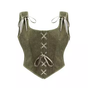 Зеленый викторианский винтажный жилет с боковой молнией спереди, на шнуровке, корсет для майки, панк-готическая одежда, сексуальный корсет XXL зелёный