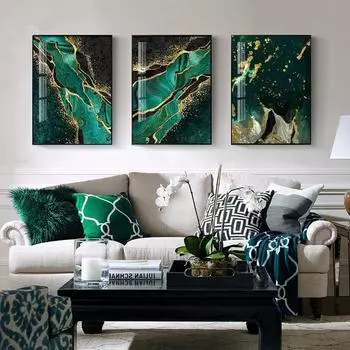 Зеленый золотой мраморный постер, холст, картина, роскошный узор, картина для современного домашнего декора, настенный художественный принт, дизайн гостиной 21cm30cm NoFrame