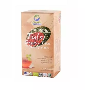 Зелёный чай с Тулси и Шафраном (25 пак, 1.55 г), Tulsi Green Tea + Saffron, Organic Wellness