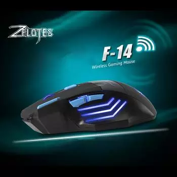 ZELOTES F14 светодиодная оптическая компьютерная мышь, беспроводная 2,4G, 2400 точек на дюйм, 7 кнопок, беспроводная игровая мышь