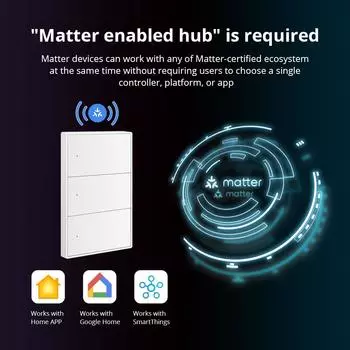 Zemismart Matter WiFi 1 2 3 4 6 Gangs Умный настенный выключатель света Требуется нейтраль с большой кнопкой Приложение SmartThings Управление Homekit