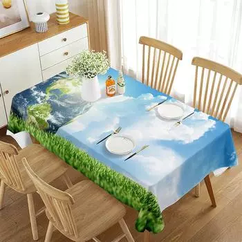 Земля, дерево, трава, скатерть, огромная голубая планета, прямоугольное покрытие для стола для гостиной, столовой, журнальный столик, украшение для вечеринки 40x70cm 15x27inch