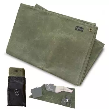ZEN Camps Ground Sheet Палатка Простыня Водоотталкивающая Водонепроницаемая Парафиновая Вощеная Холщовая Ткань Сельский Кемпинг 194см136см (оливковый) оливковый