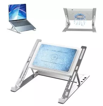 ZenCT Laptop Laptop Peltier Cooling Cooling 5 Level Altitude Cooling Laptop Instant Cooling with Electronic Low Strong Cooling Made of Aluminum LED серебряный