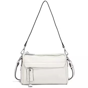 Zency мягкая кожаная повседневная сумка через плечо для женщин с двумя карманами на молнии маленькая летняя сумка через плечо чёрный