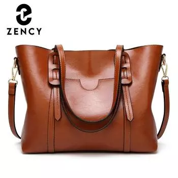 Сумка Zency из мягкой кожи, винтажная женская сумка-тоут, женская рабочая сумка через плечо чёрный