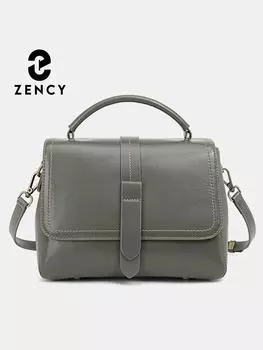 Zency осень-зима натуральная кожа винтажная женская сумка чёрный