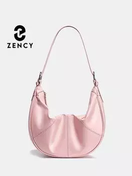 Zency Женская 100% натуральная кожа бежевая сумка хобо через плечо большая сумка кошелек 2024 бежевый