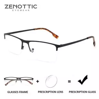 ZENOTTIC Fashion Square Prescription Glasses Butterfly Anti Blue Light/Photochromic Half-rimless Optical Eyeglasses for Men Single Version&1.56&None
