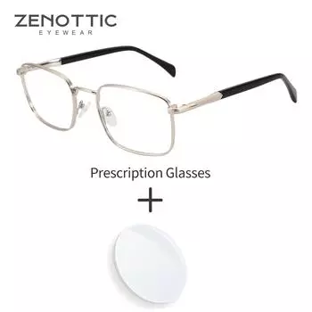 ZENOTTIC M Size Metal Rectangle Prescription Glasses Men Anti Blue Light Myopia/Hyperopia/Photochromic Optical Eyeglasses Single Version&1.56&None