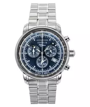 Zeppelin 100 лет Хронограф Нержавеющая сталь Синий циферблат Кварцевый 7680MB3 Мужские часы синий