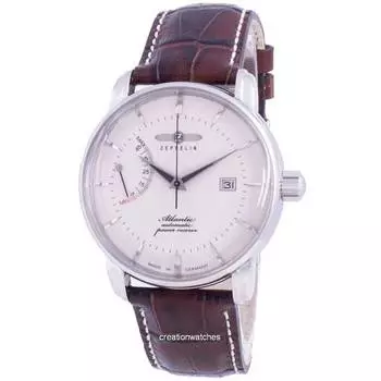 Zeppelin Atlantik White Dial Leather Strap Automatic 8462-5 84625 Мужские часы белый