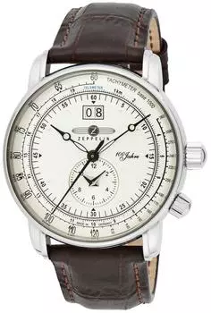 [Zeppelin] Часы специального выпуска 100 лет 100-летний юбилей серебряный циферблат нержавеющая сталь кварцевые кварцевые часы Dual Time 42.3MM Германия часы 7640-1N мужские