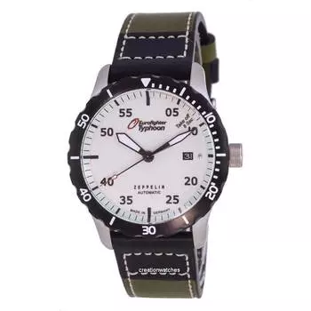 Zeppelin Eurofighter Leather Strap Beige Dial Automatic Diver s 7268-5 72685 200M Мужские часы белый