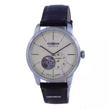 Zeppelin Flatline Open Heart Кремовый циферблат с кожаным ремешком Автоматические мужские часы 7364-5 73645