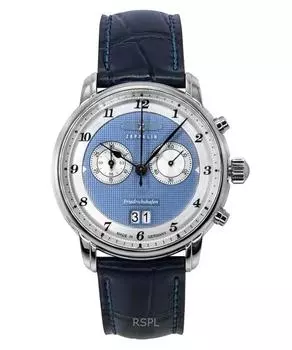 Zeppelin Friedrichshafen Chronograph кожаный ремешок синий циферблат кварцевые мужские часы 85843 синий