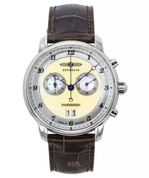Zeppelin Friedrichshafen Chronograph кожаный ремешок золотой циферблат кварцевые мужские часы 85845 золотой