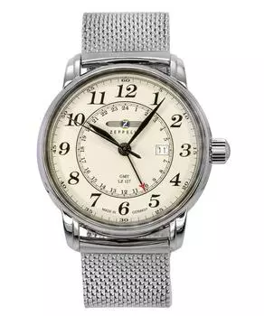 Zeppelin LZ127 Graf GMT Кварцевые мужские часы из нержавеющей стали с бежевым циферблатом Z7642M5 бежевый