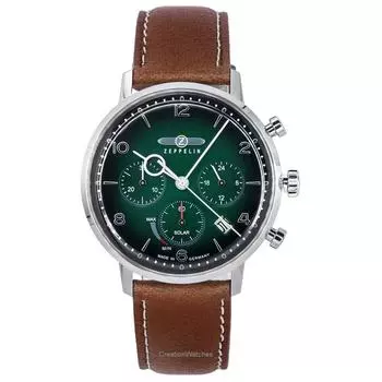 Zeppelin LZ129 Hindenburg Chronograph Dark Green Biogranulate Dial Solar 80864N Мужские часы зелёный