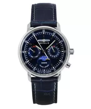 Zeppelin LZ14 Marine Moonphase Кожаный ремешок Кварцевые женские часы с синим циферблатом Z86353 синий