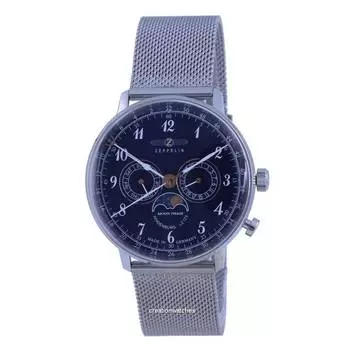 Zeppelin LZ 129 Hindenburg Moon Phase синий циферблат кварцевые 7036M-3 7036M3 Мужские часы синий