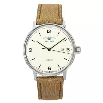 Zeppelin LZ-129 Hindenburg ремешок из переработанного пластика с сетчатым узором бежевый циферблат автоматические мужские часы 80645N бежевый