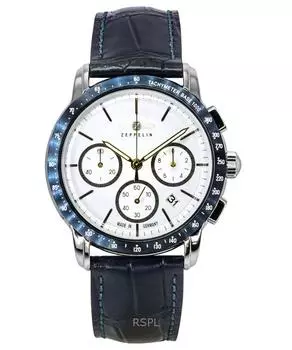 Zeppelin New York Chronograph кожаный ремешок белый циферблат кварцевые мужские часы 88781 белый